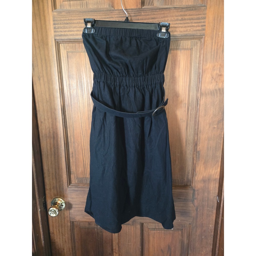 Mossimo Black Linen‎ Blend Strapless Smocked Tube Dress with Belt Womens XS